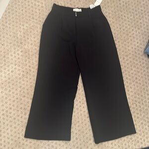Abercrombie and Fitch premium crepe tailored ultra wide leg pant. Black color